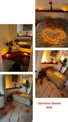 a collage of four pictures of a bed with lights at Noir Loft with Skyline View in Antwerp